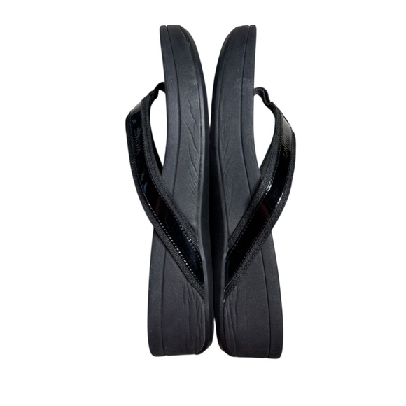 Vionic High Tide Flip Flops Sandals Thongs Black Patent Size 9 - Picture 4 of 7